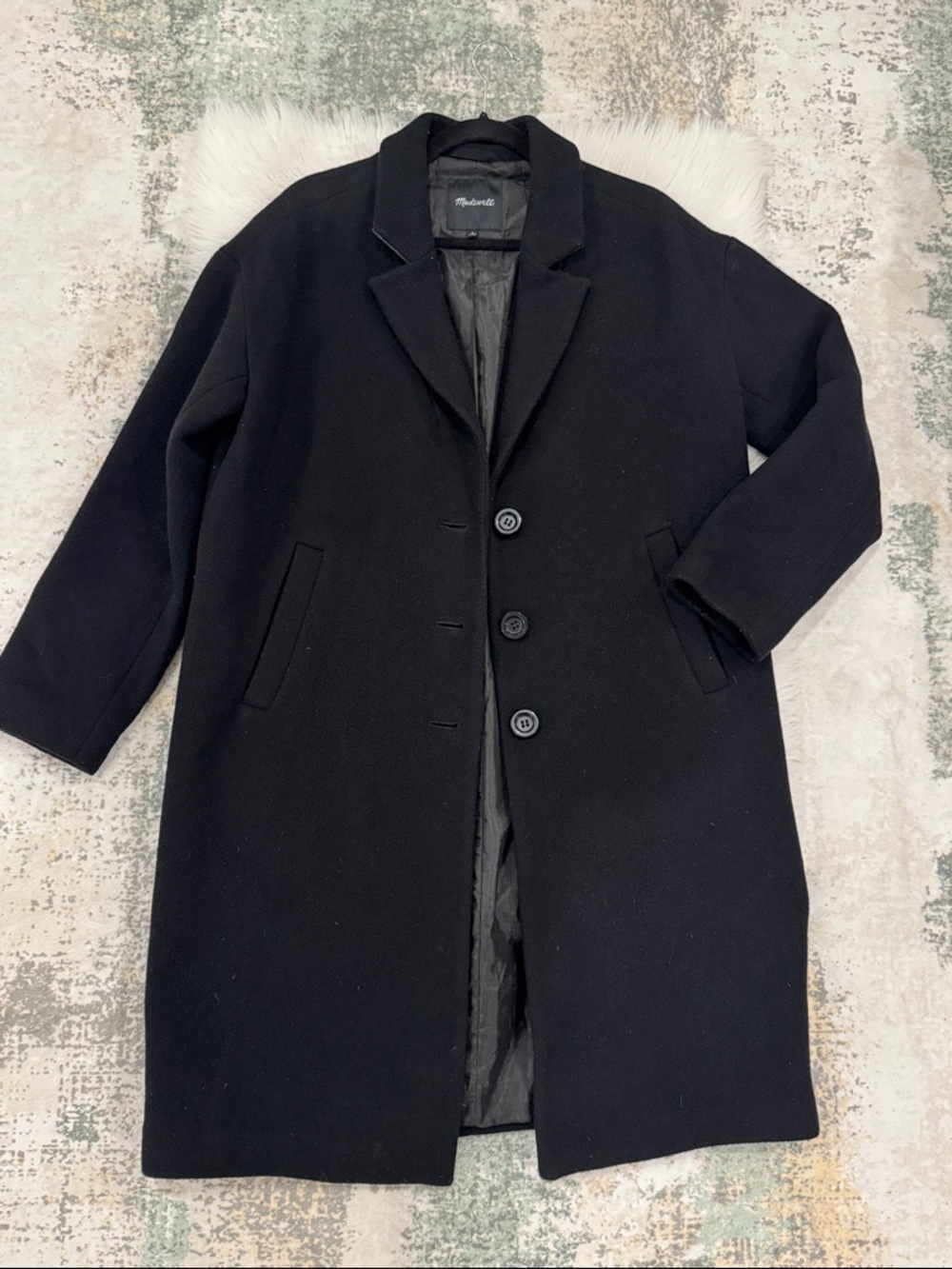 Madewell Black Long Wool Blend Coat